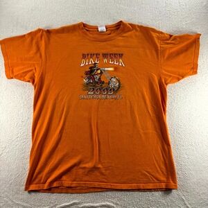 Anvil T-Shirt Mens‎ XL Orange Cotton Daytona Beach Bike Week Motorcycle Graphics